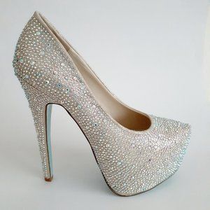 Betsy Johnson Rhinestons Platform Pump High Heels